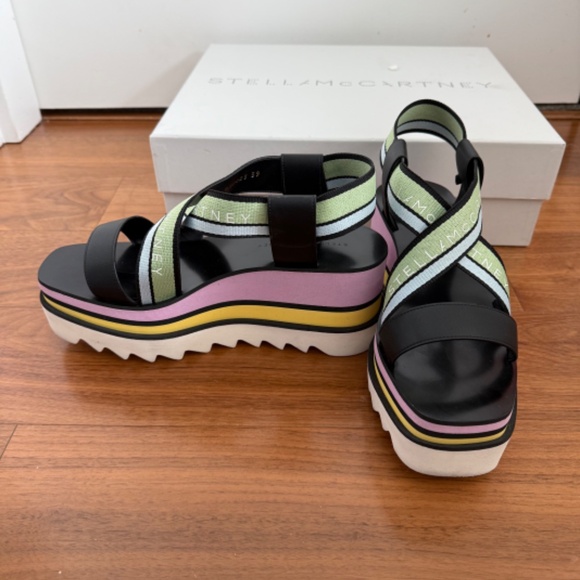 Stella McCartney Sneak-Elyse 80mm platform faux-leather sandals, size 39 - Picture 1 of 8